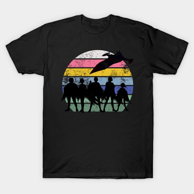 Battle of the Planets Gatachman vintage sunset style G Force T-Shirt by Surfer Dave Designs